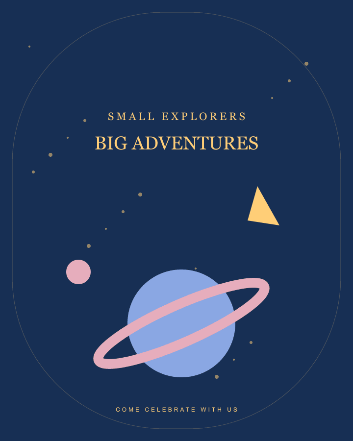 Example invitation artwork for Sam’s space adventure